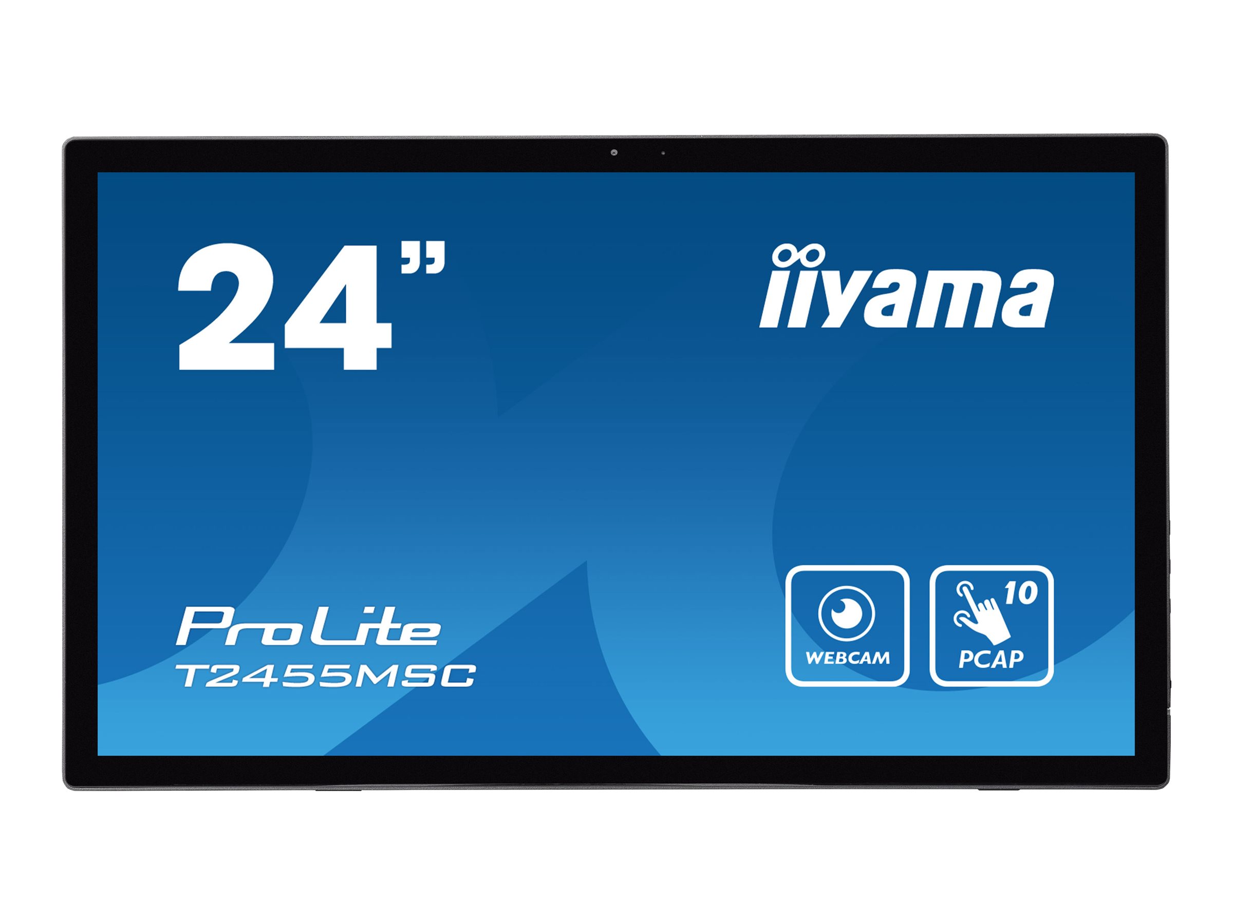 iiyama ProLite T2455MSC-B1 - LED-Monitor - 60.5 cm (24") (23.8" sichtbar) - Touchscreen - 1920 x 1080 Full HD (1080p) - IPS - 400 cd/m² - 1000:1 - 5 ms - HDMI, DisplayPort, USB - Lautsprecher - mattschwarz