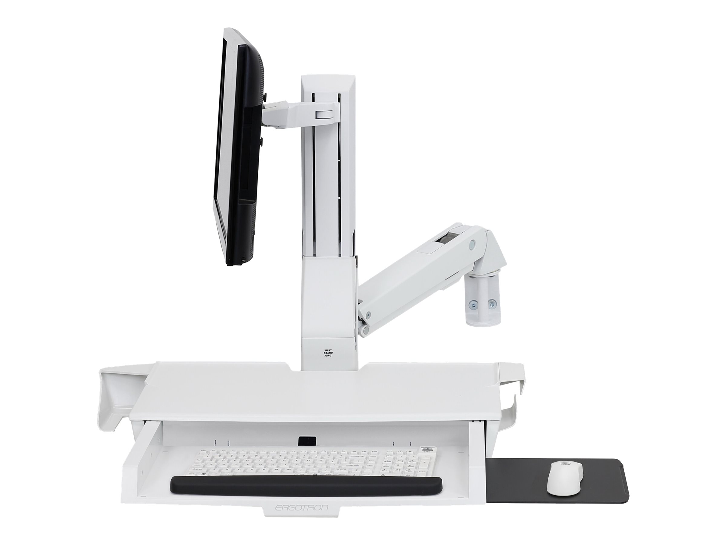 Ergotron Sit-Stand Combo Arm - Befestigungskit (Handgelenkkissen Wandmontagehalterung Display-Halterung Schienenmontage Halterungsset Mausablage zum Herausziehen Combo Schwenkarm Arbeitsfläche mit Tastaturablage Scanner- und Maushalter)