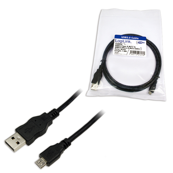 LogiLink USB-Kabel - USB (M) zu Micro-USB Typ B (M), Ansicht 2