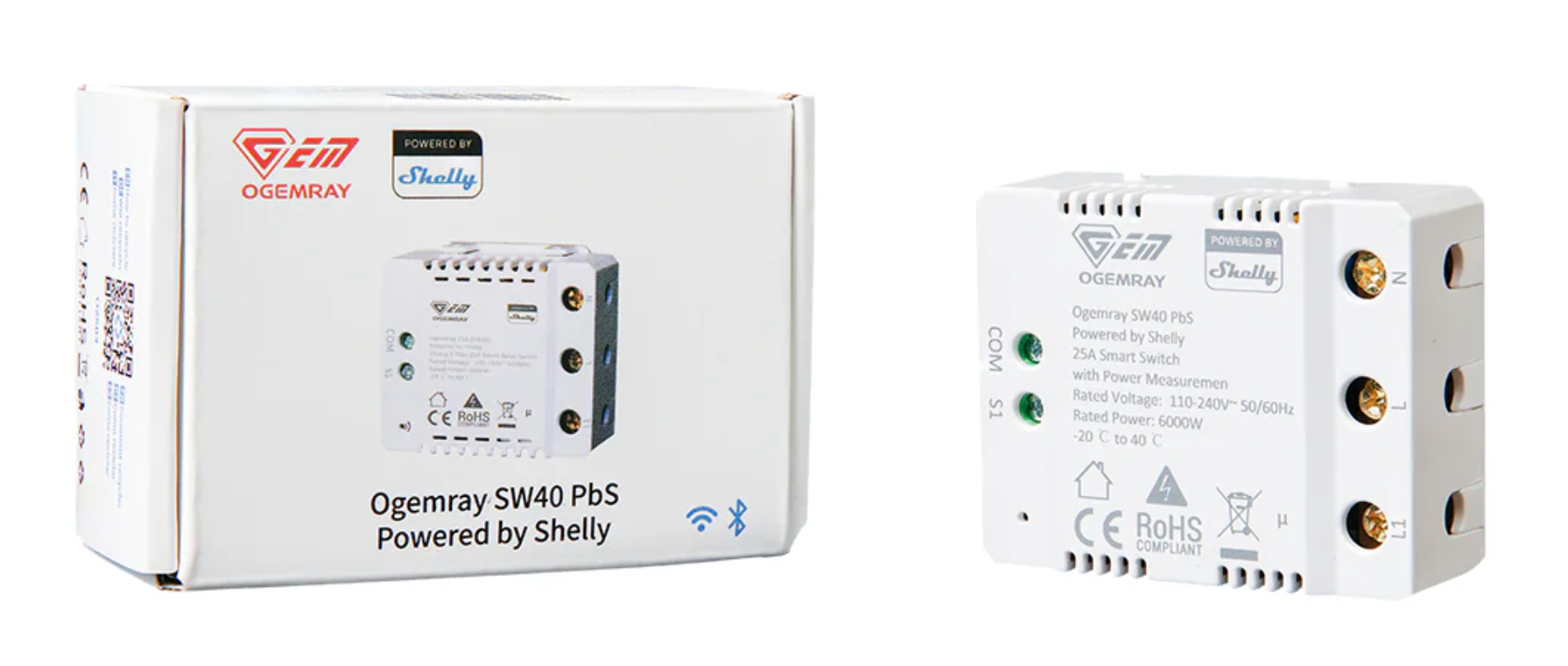 Shelly PbS·Ogemray Smart Relay 25A· Großgeraete Relais· max. 25A· Messfunktion· - WLAN - HTTPS, Ansicht 3