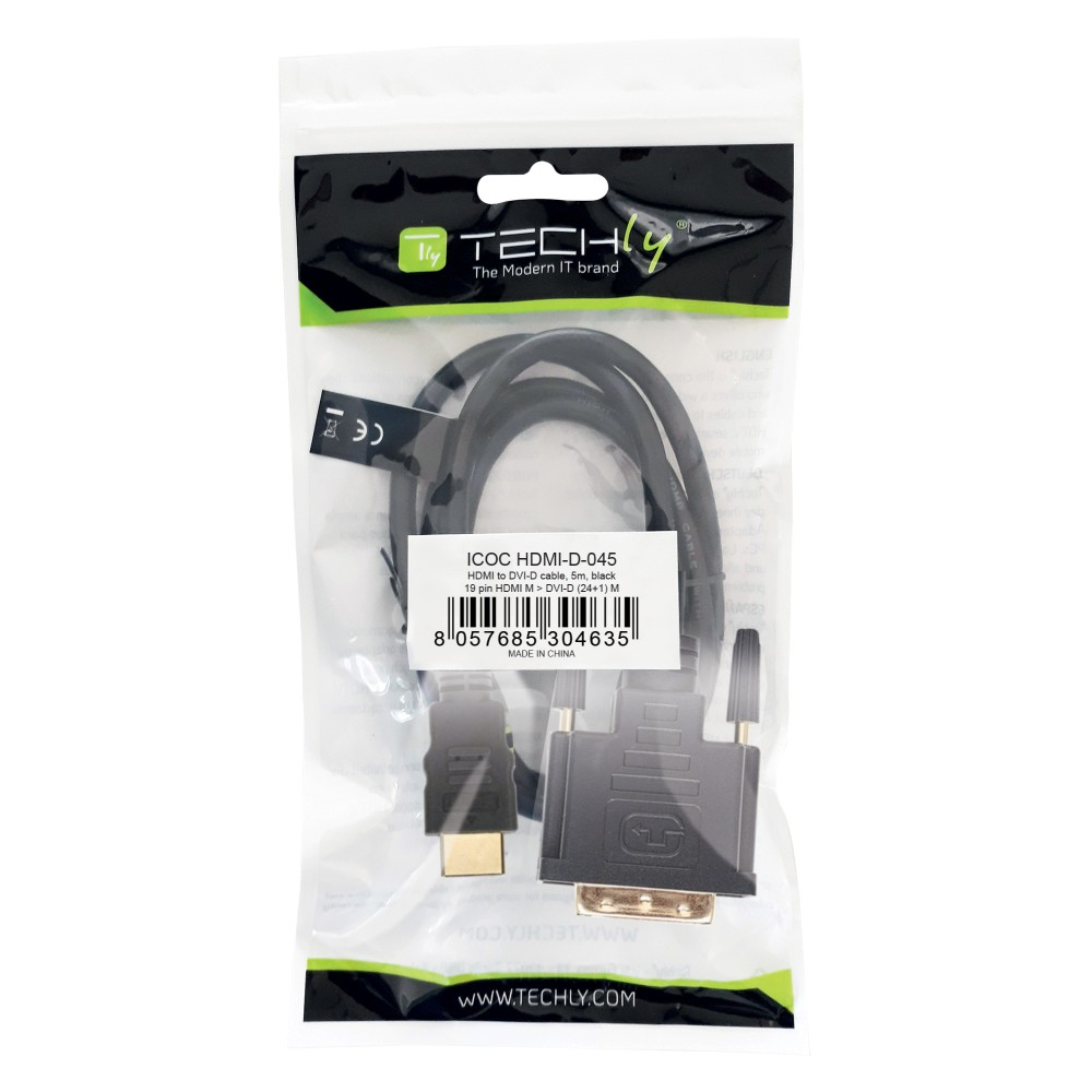 Techly Adapterkabel - HDMI männlich zu DVI-D männlich, Ansicht 2