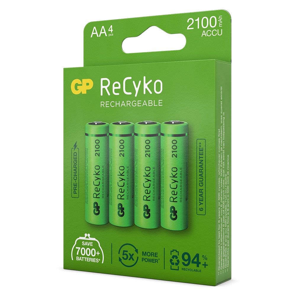 GP Battery ReCyko+ 2100mAh 4Stk. - Wiederaufladbarer Akku - AA - Nickel-Metallhydrid (NiMH) - 12 V - 4 Stücke - 2100 mAh, Ansicht 4