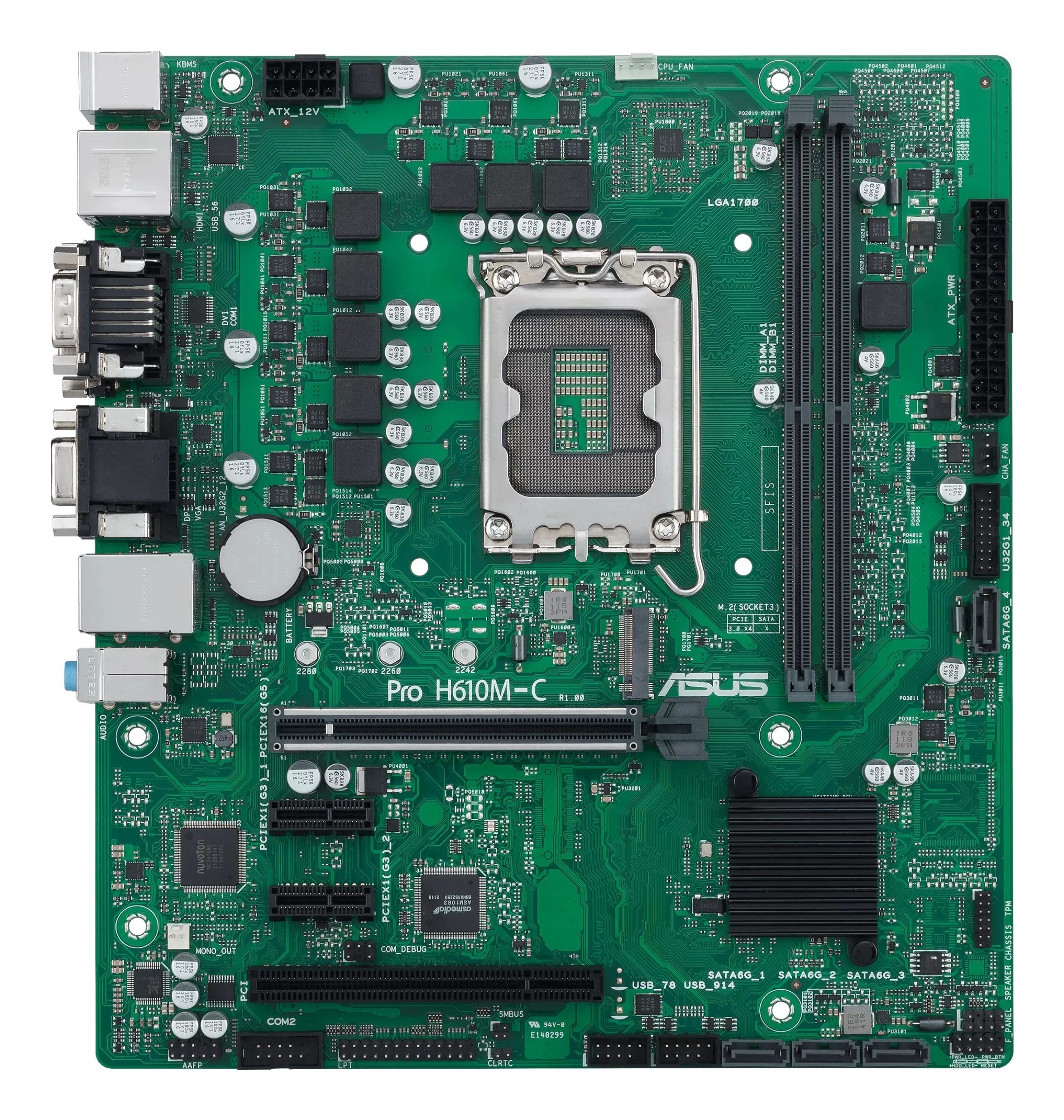 ASUS Pro H610M-C-CSM - Motherboard - micro ATX - LGA1700-Sockel - H610 Chipsatz - USB 3.2 Gen 1, USB 3.2 Gen 2, Ansicht 2
