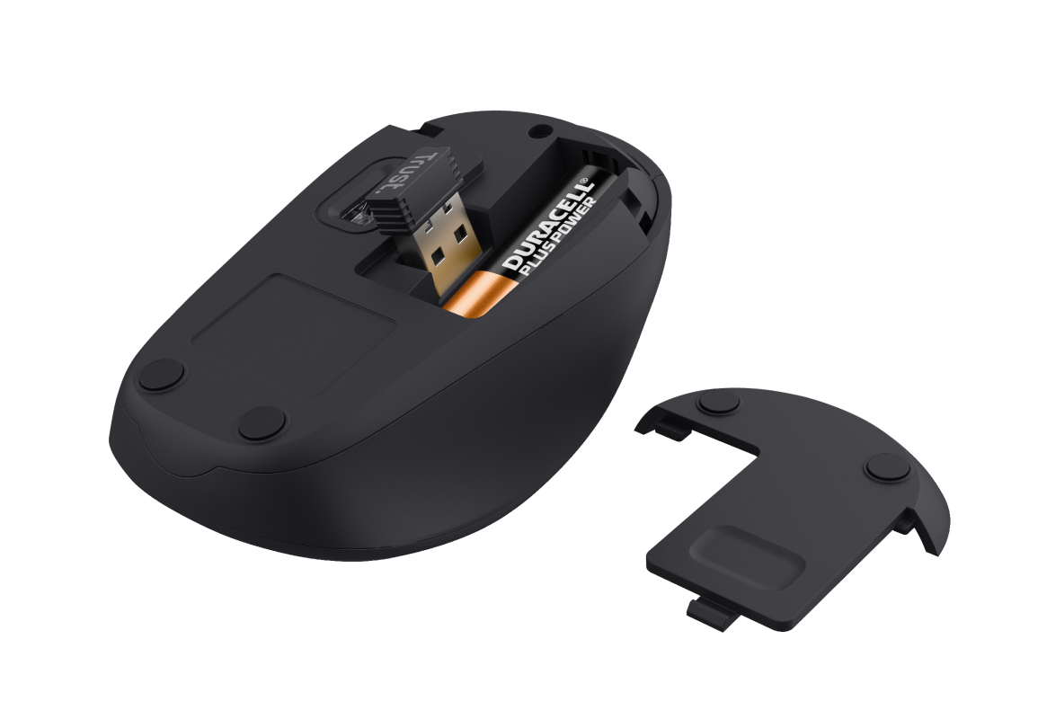 Trust Yvi+ - Maus - leise - Für Rechtshänder - optisch - 4 Tasten - kabellos - 2.4 GHz - kabelloser Empfänger (USB), Ansicht 3