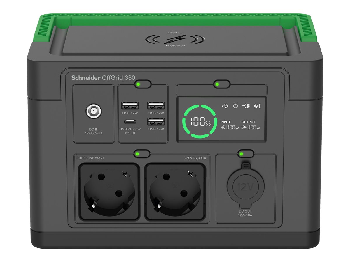 APC Schneider OffGrid 330 - Tragbares kraftwerk - 2 CEE 7/3 Schuko-Steckdosen, Sinuswelle, 3 USB-A, 1 USB-C, Ansicht 4
