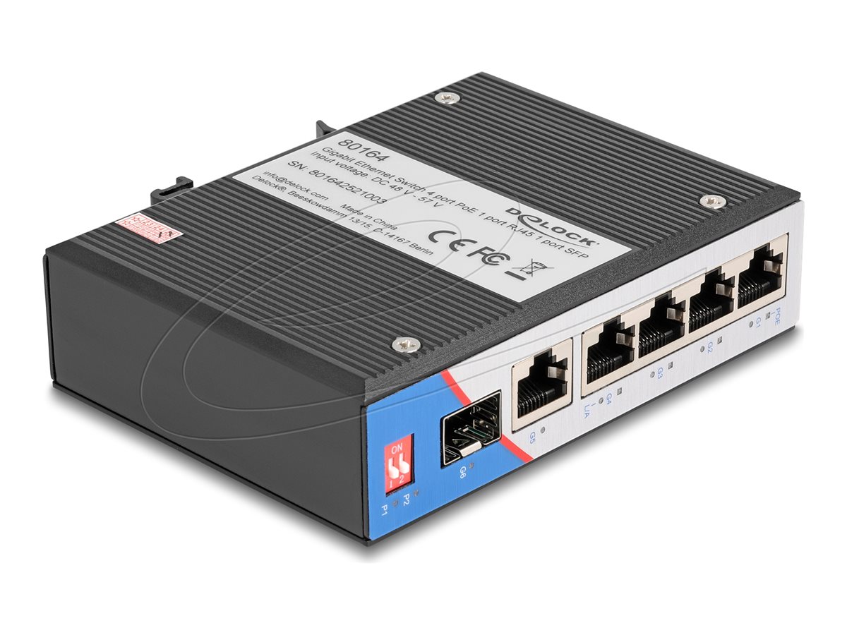Delock Switch - industriell - 4 x 10/100/1000 (PoE+)