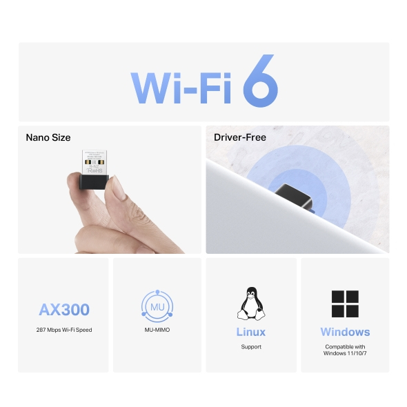 TP-LINK Mercusys MA14N AX3000 Nano Wi-Fi USB Adapter - USB-Controller - WLAN, Ansicht 2