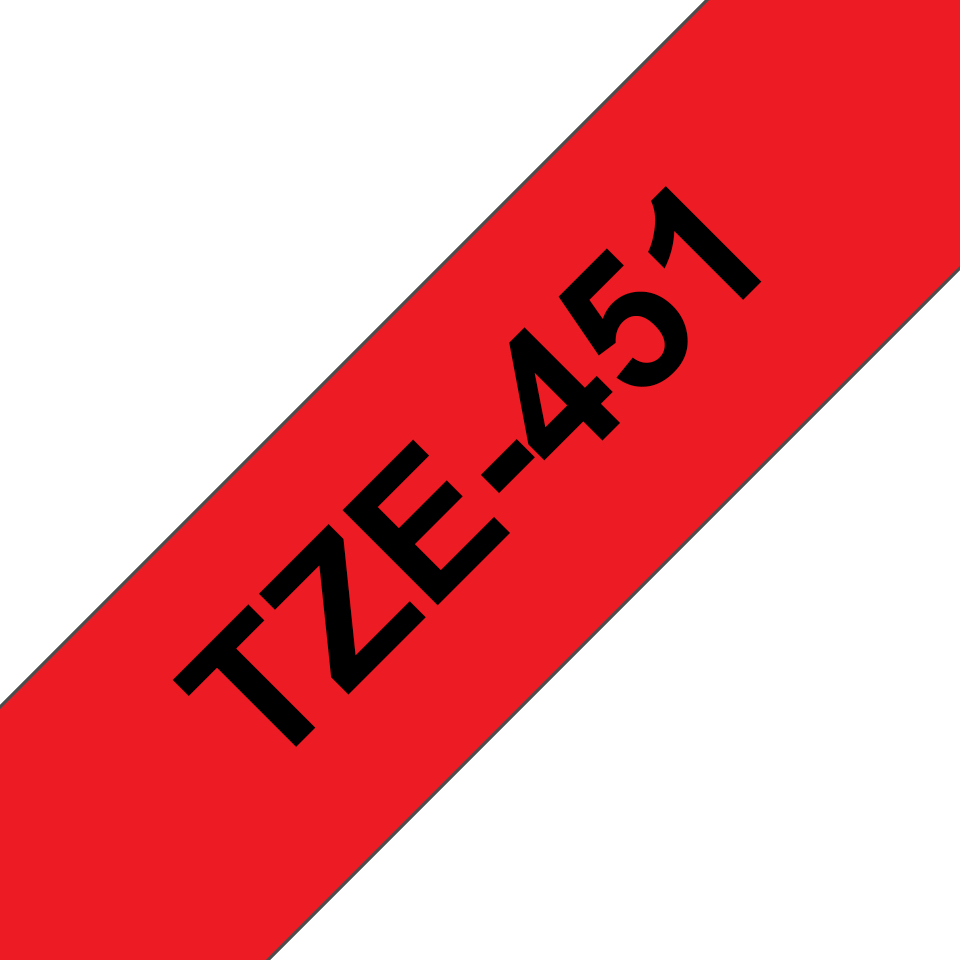 Brother TZe-451 - Standard-Klebstoff - schwarz auf rot - Rolle (2,4 cm x 8 m), Ansicht 2