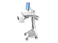 Ergotron EMR Cart with LCD Arm LiFe Powered - Wagen - für LCD-Display  PC-Ausrüstung - Kunststoff Aluminium verzinker Stahl - Grau weiß Polished Aluminum - Bildschirmgröße: bis zu 559 cm (bis zu 22 Zoll)