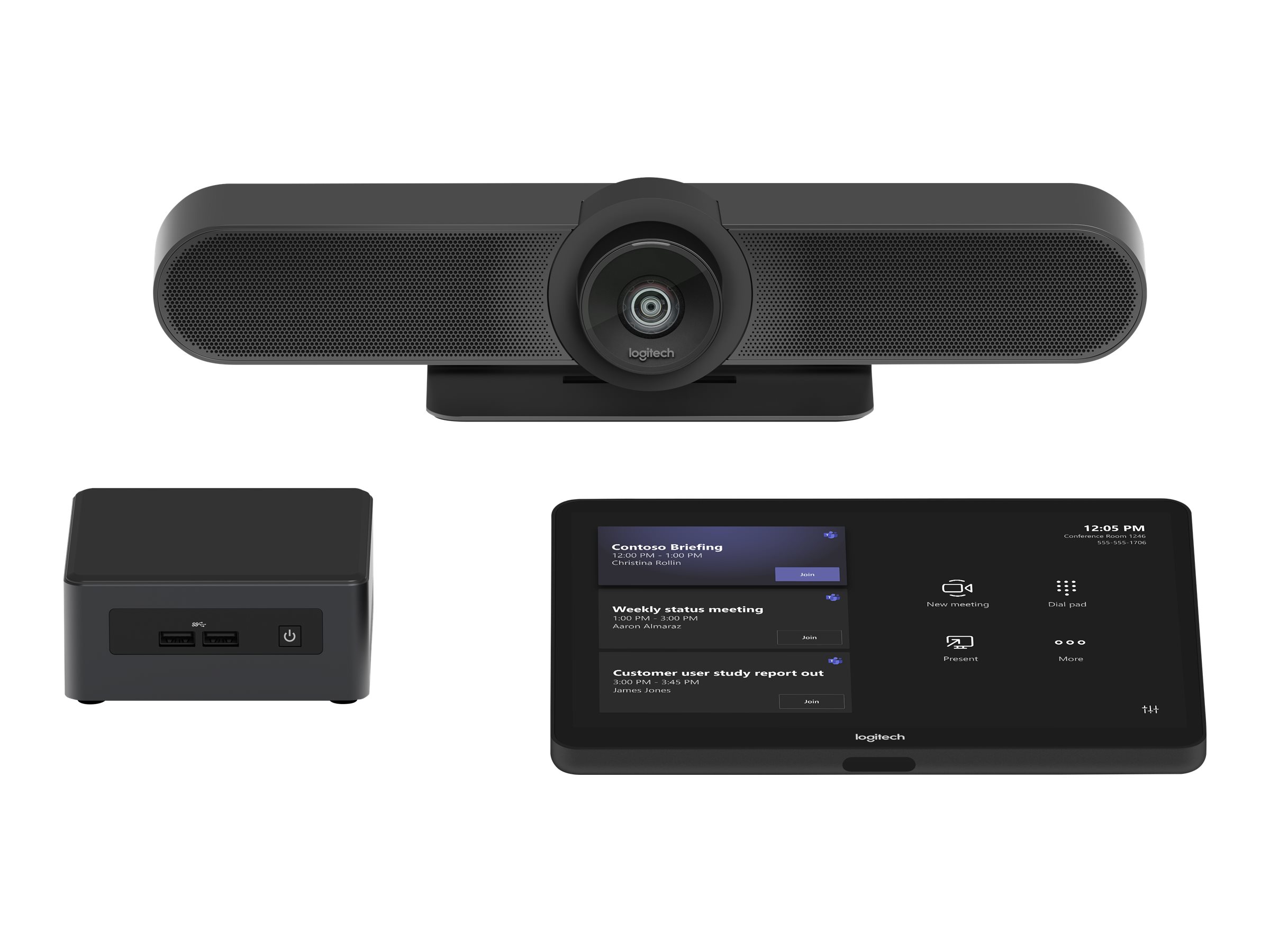 Logitech Small Room with Tap + MeetUp + Intel NUC for Microsoft Teams Rooms - Kit für Videokonferenzen (Logitech Tap Logitech PC Mount)