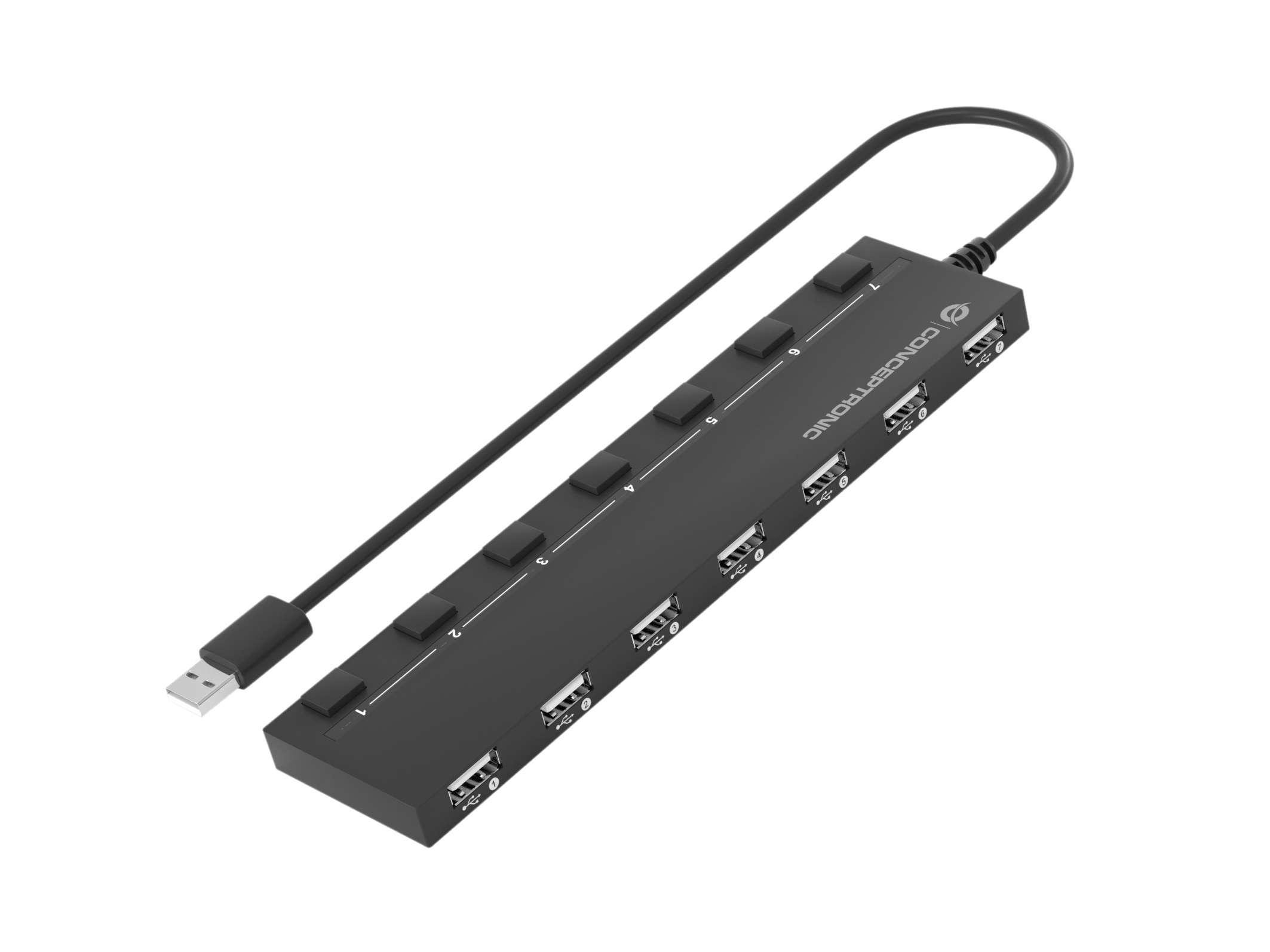 Conceptronic USB-Hub 7Port USB2.0+ Power Adapter - Hub - 7-Port, Ansicht 3