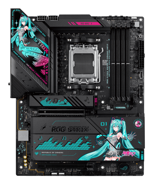 ASUS ROG STRIX X870E-H GAMING WIFI7 - Hatsune Miku Edition - Motherboard - ATX - Socket AM5 - Wi-Fi 7, 5 GB Ethernet, BT, Ansicht 4