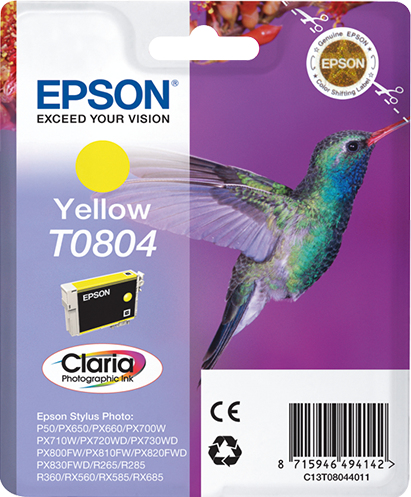 Epson Hummingbird Singlepack Yellow T0804 Claria Photographic Ink - Tinte auf Pigmentbasis - 7,4 ml - 1 Stück(e)