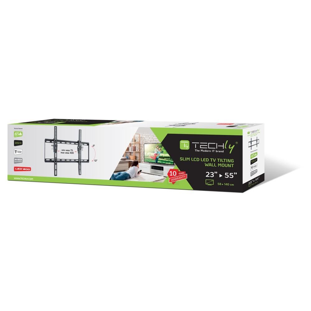 Techly Klammer - für LCD TV - Schwarz - Bildschirmgröße: 58.4-139.7 cm (23-55), Ansicht 2