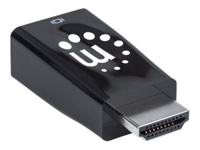Manhattan HDMI auf VGA-Mikrokonverter, HDMI-Stecker auf VGA-Buchse mit Audio, optionaler USB Micro B-Stromport, schwarz - Videoadapter - HDMI männlich zu HD-15 (VGA)