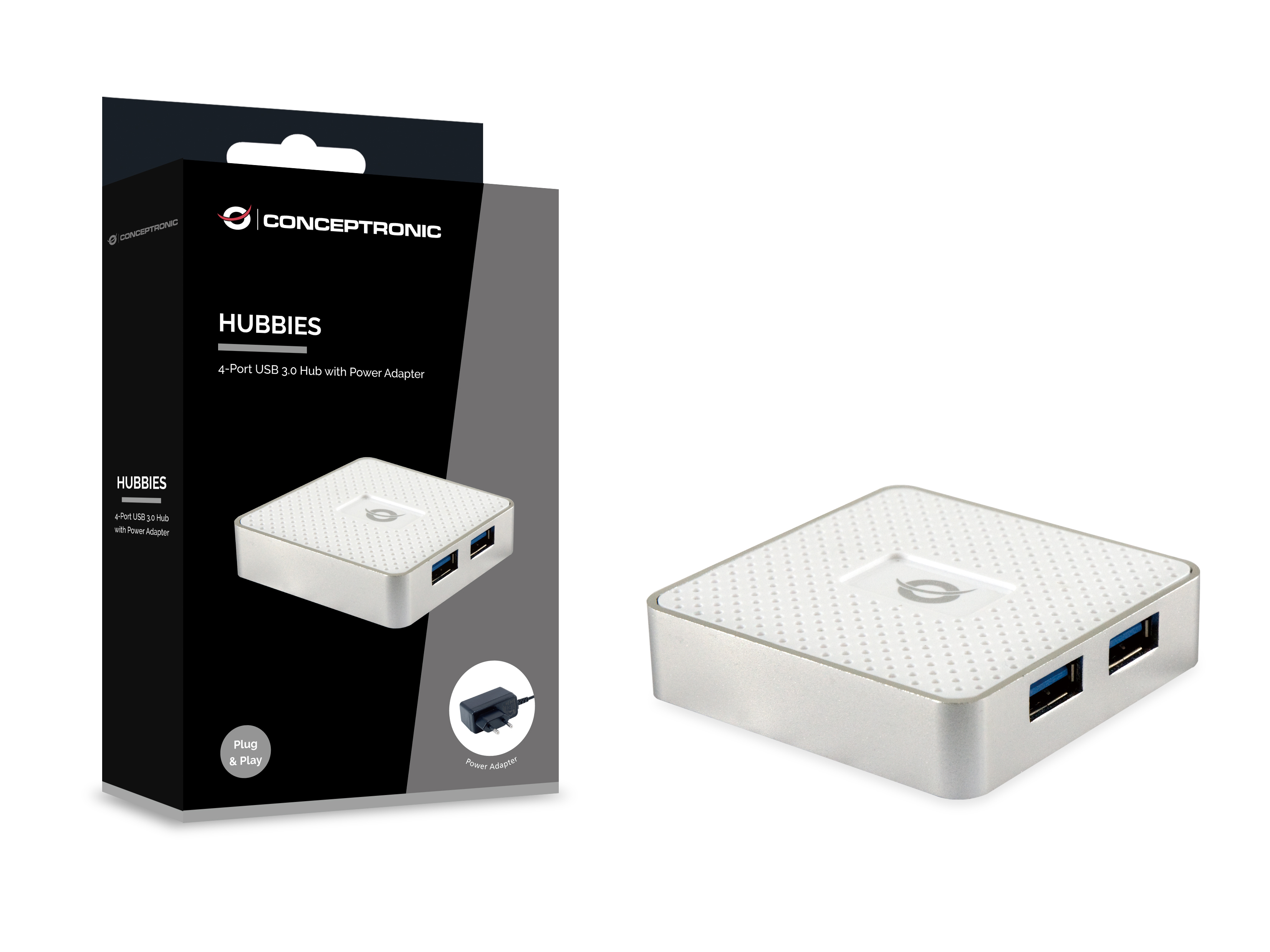 Conceptronic HUBBIES03W - Hub - 4 x SuperSpeed USB 3.0, Ansicht 2