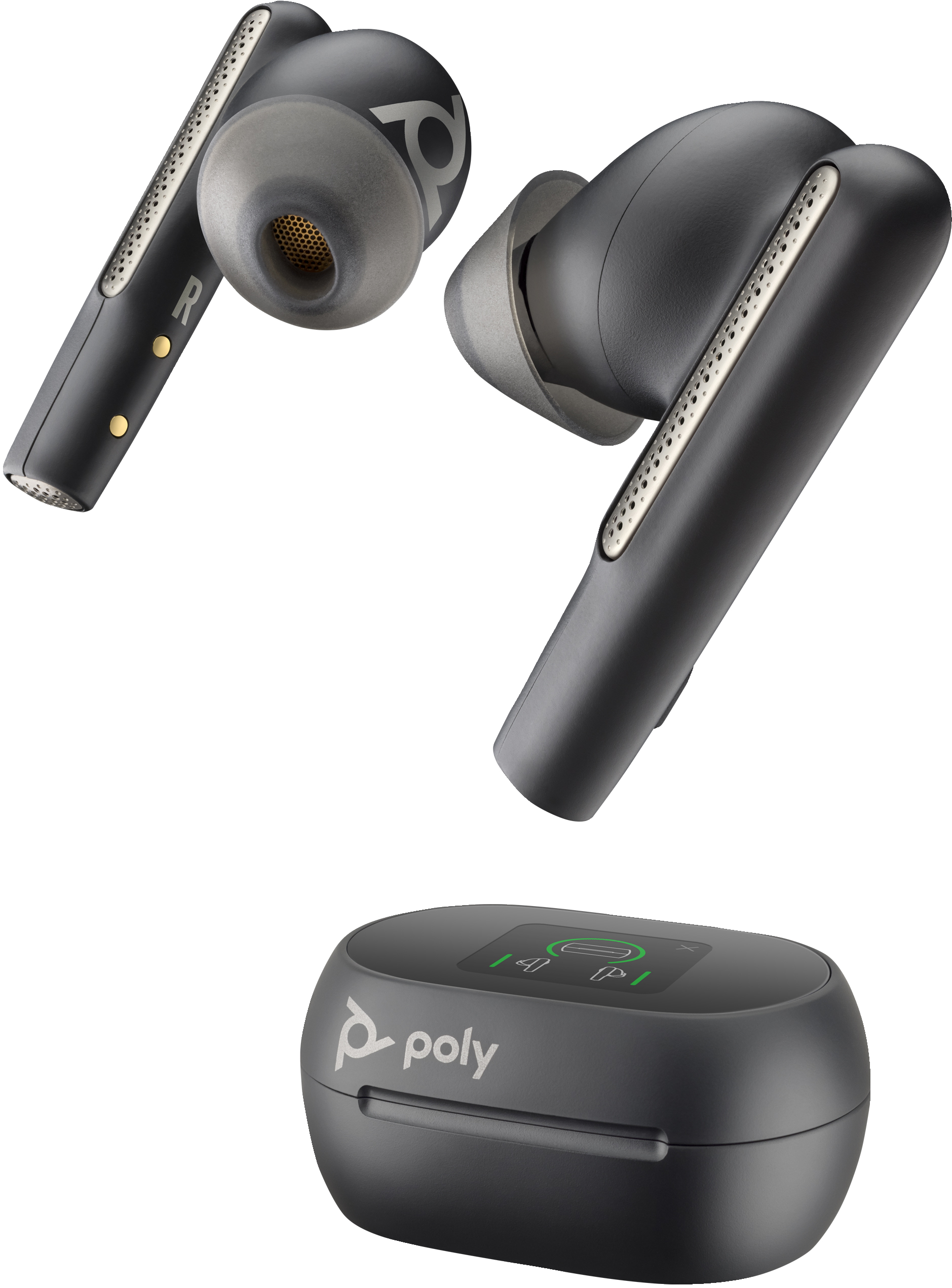 HP POLY Voyager Free 60+ UC M Carbon Black Earbuds +BT700 USB-A Adapter +Touchscreen-Ladeetui, Kabellos, Anrufe/Musik, Kopfhörer, Schwarz