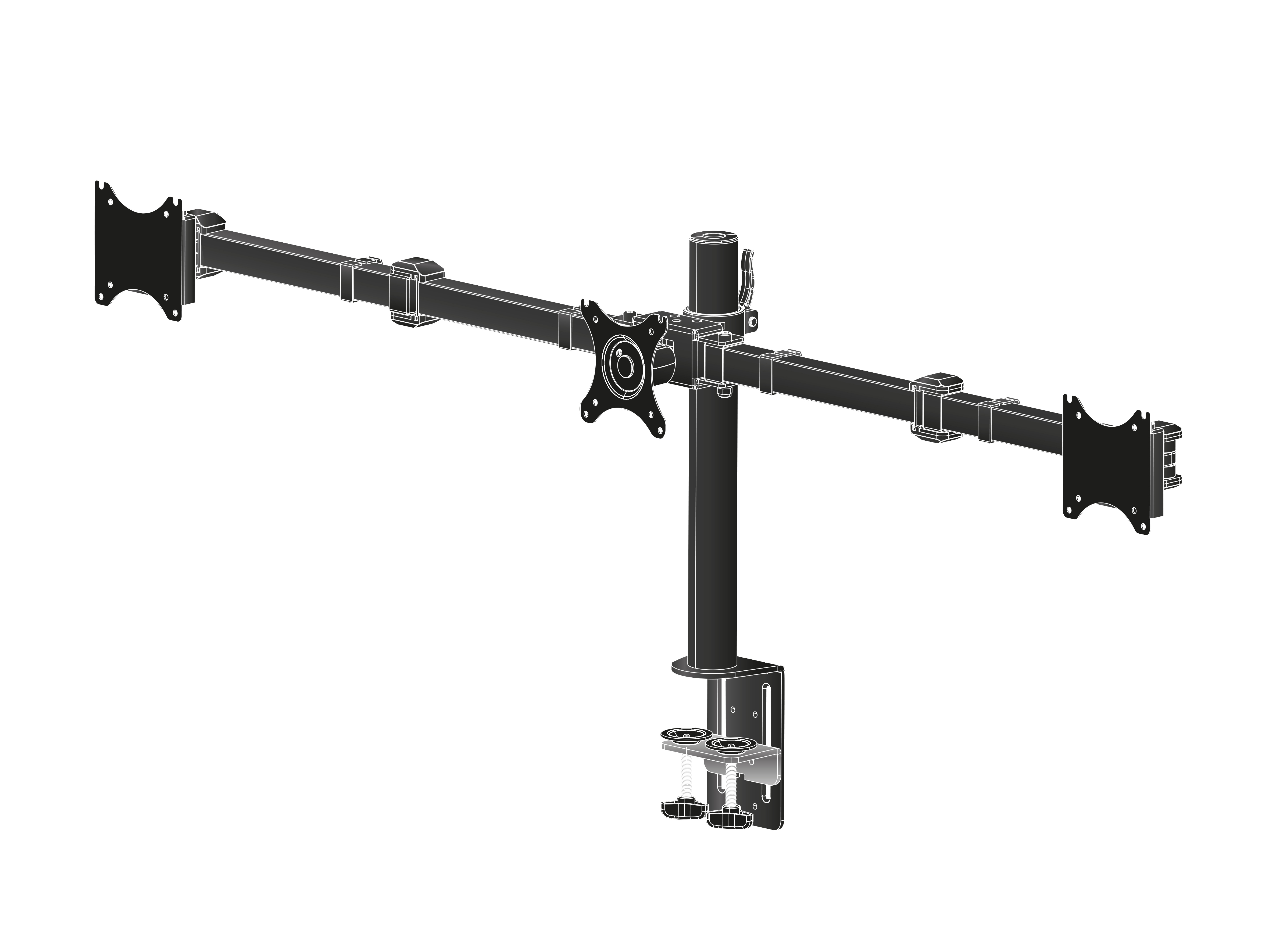 Iiyama DS1003C-B1 - Aufstellung - einstellbarer Arm - für 3 Monitore - Schwarz - Bildschirmgröße: 25.4-68.6 cm (10-27), Ansicht 2