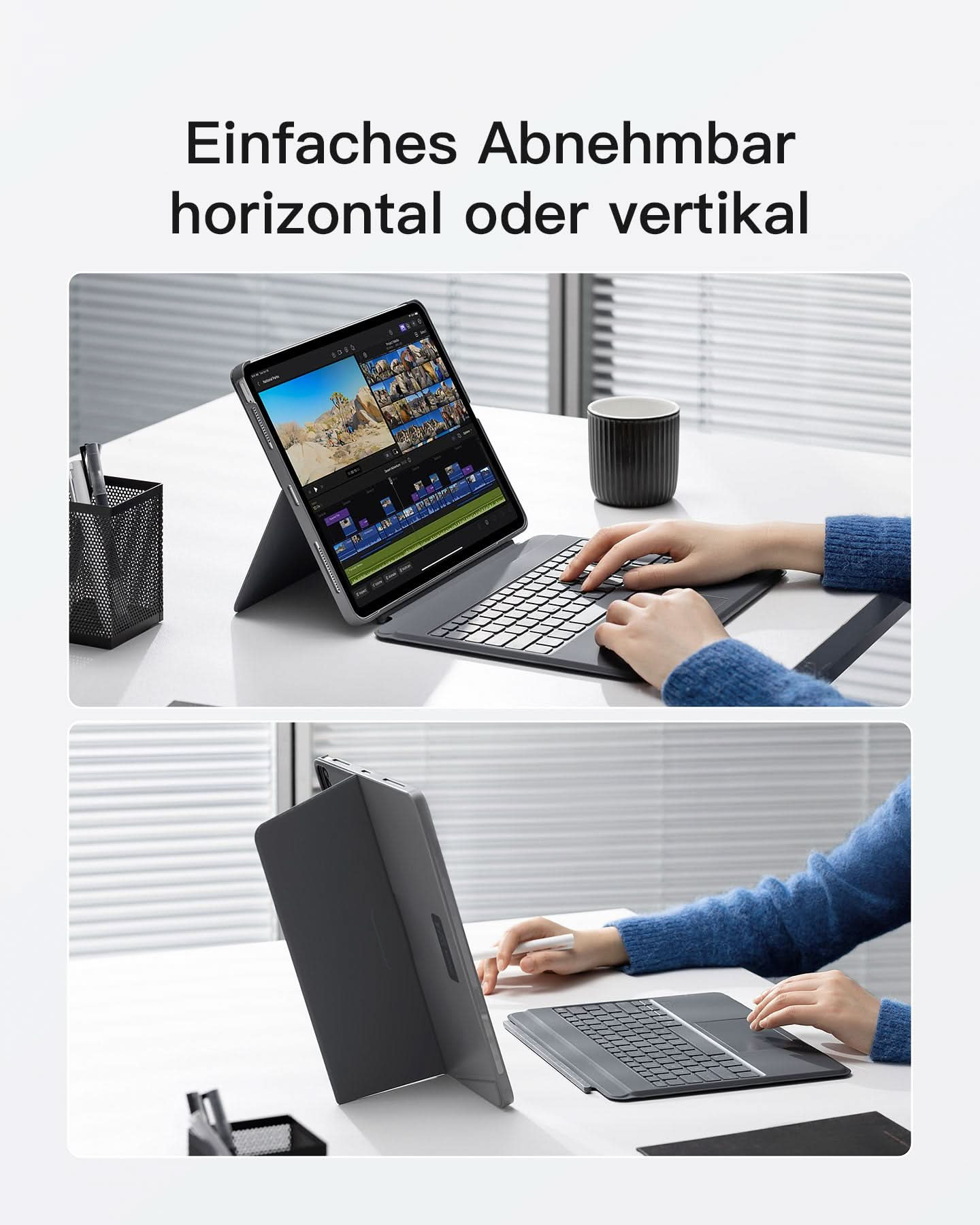 Inateck Keyboard iPad 13 gray Pro 3/6 Gen. Compatible - TL: Deutsch, QWERTZ, Ansicht 3