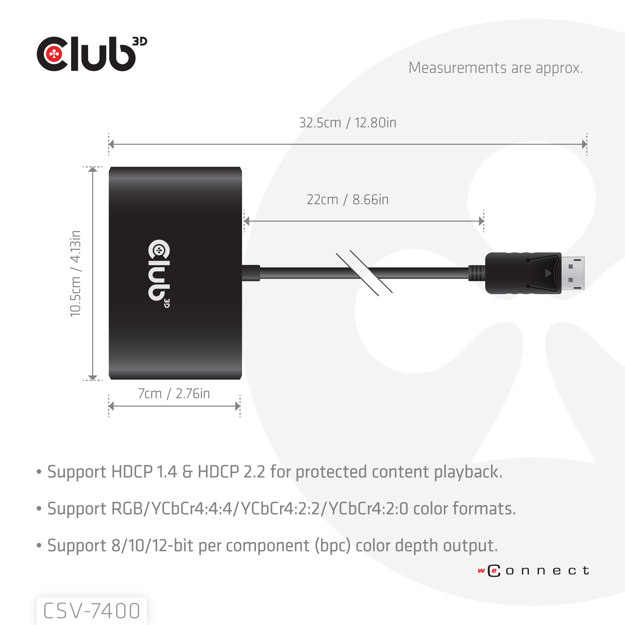 Club 3D DisplayPort Quad Displayport Mst 8K 30Hz Hub - Kabel - Digital/Display/Video, Ansicht 3