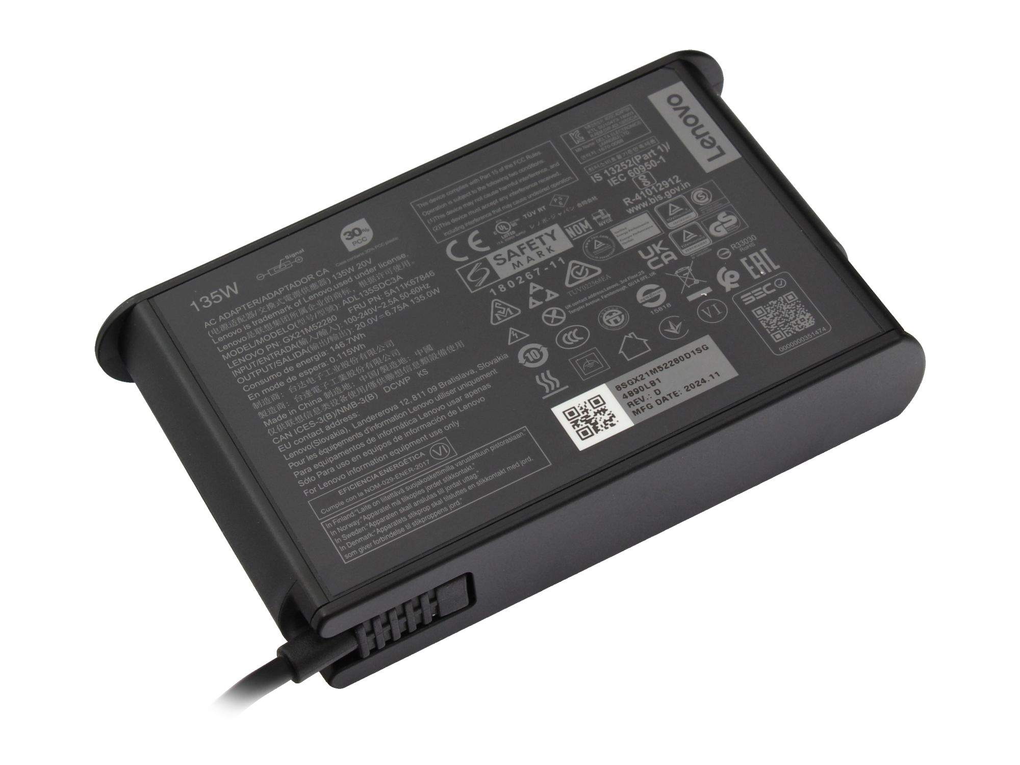 Lenovo Netzteil - Wechselstrom 100-240 V - 135 Watt, Ansicht 2