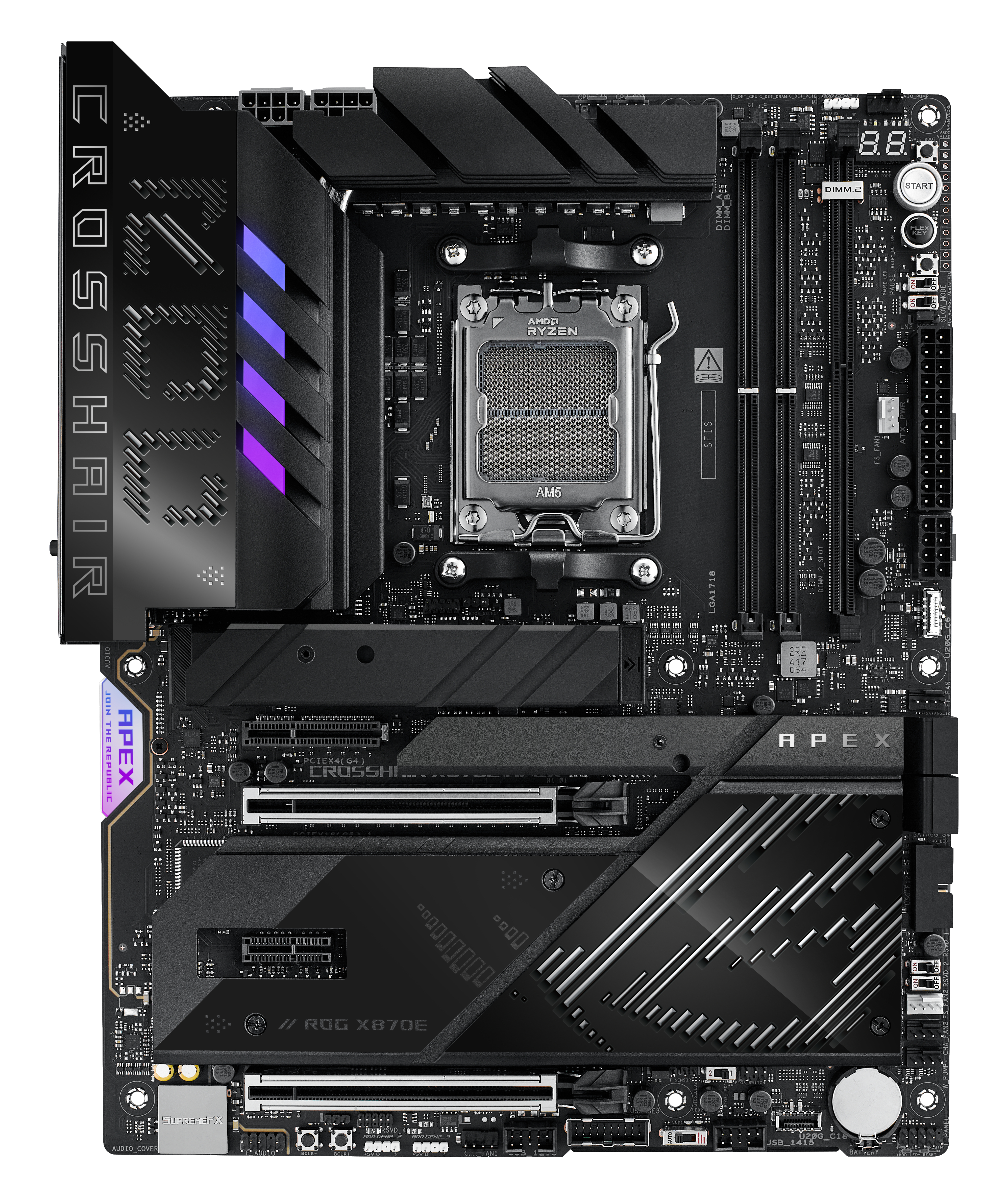 ASUS ROG CROSSHAIR X870E APEX - Motherboard - ATX - Socket AM5 - AMD X870E Chipsatz - Wi-Fi 7, Bluetooth, 5 GB Ethernet, Ansicht 3