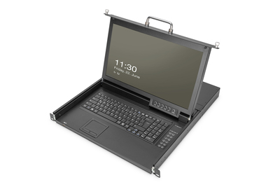 DIGITUS Modulare HD LCD KVM Konsole mit 17 TFT 1-Port VGA KVM Anschluss Touchpad deutsches Tastaturlayout