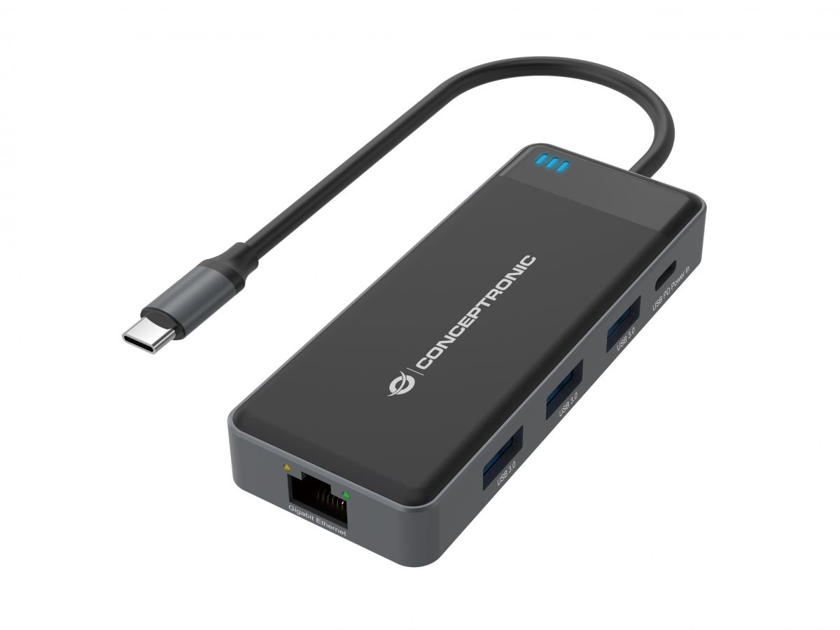 Conceptronic Dockingstation - USB-C - 2 x HDMI - 1GbE, Ansicht 2
