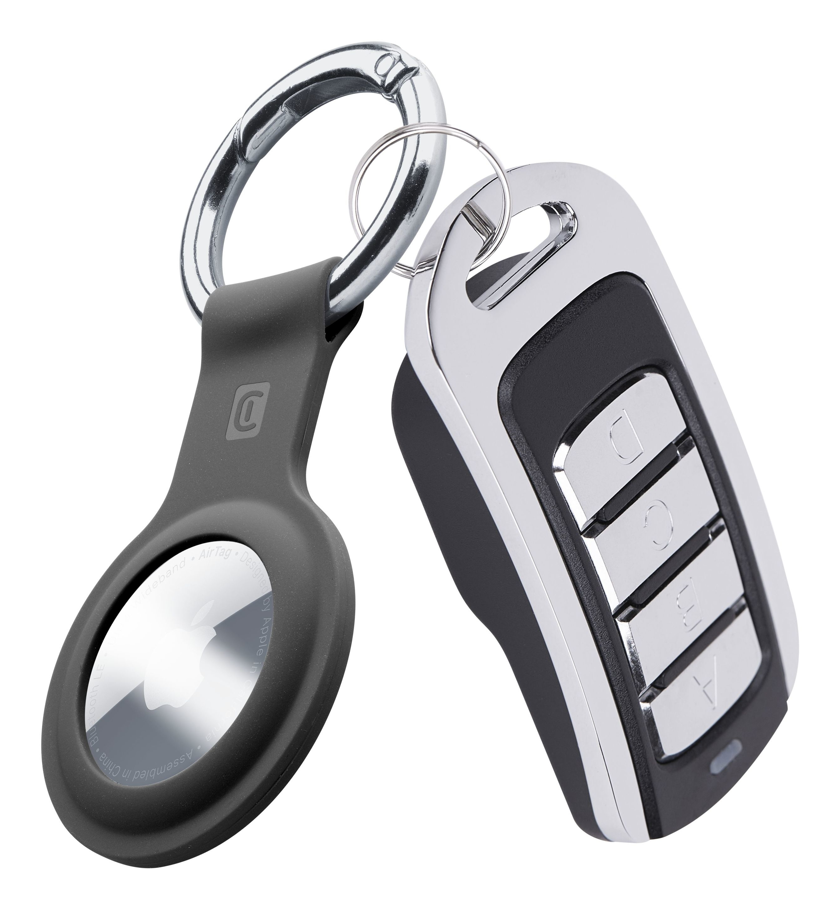 Cellularline Key Ring - AirTag Schutzhülle aus Silikon mit Haken für AirTag - Schwarz - Apple - Silikon - Apple AirTag, Ansicht 2