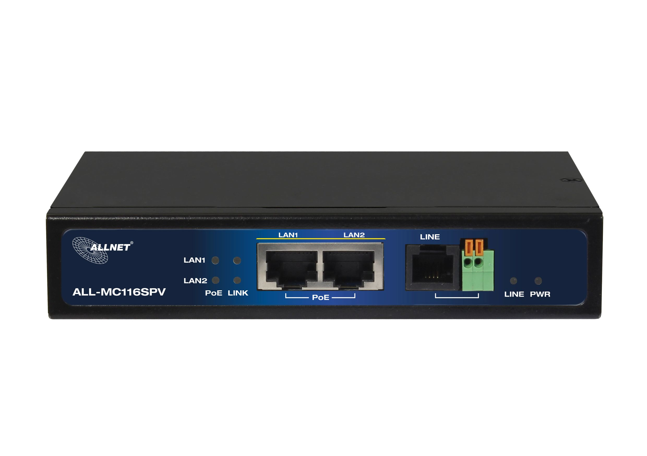 ALLNET ALL-MC116SPV-VDSL2 - 10BASE-T - 100BASE-T - DMT - Schwarz - ADSL (RJ-11) - Ethernet (RJ-45) - Metall, Ansicht 3
