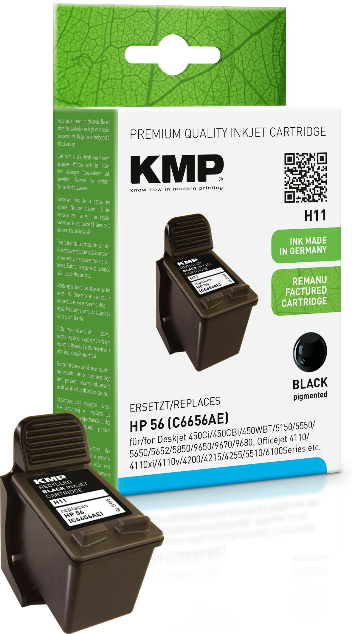 KMP H11 - 19 ml - Schwarz - kompatibel - Tintenpatrone (Alternative zu: HP 56, HP C6656AE), Ansicht 3