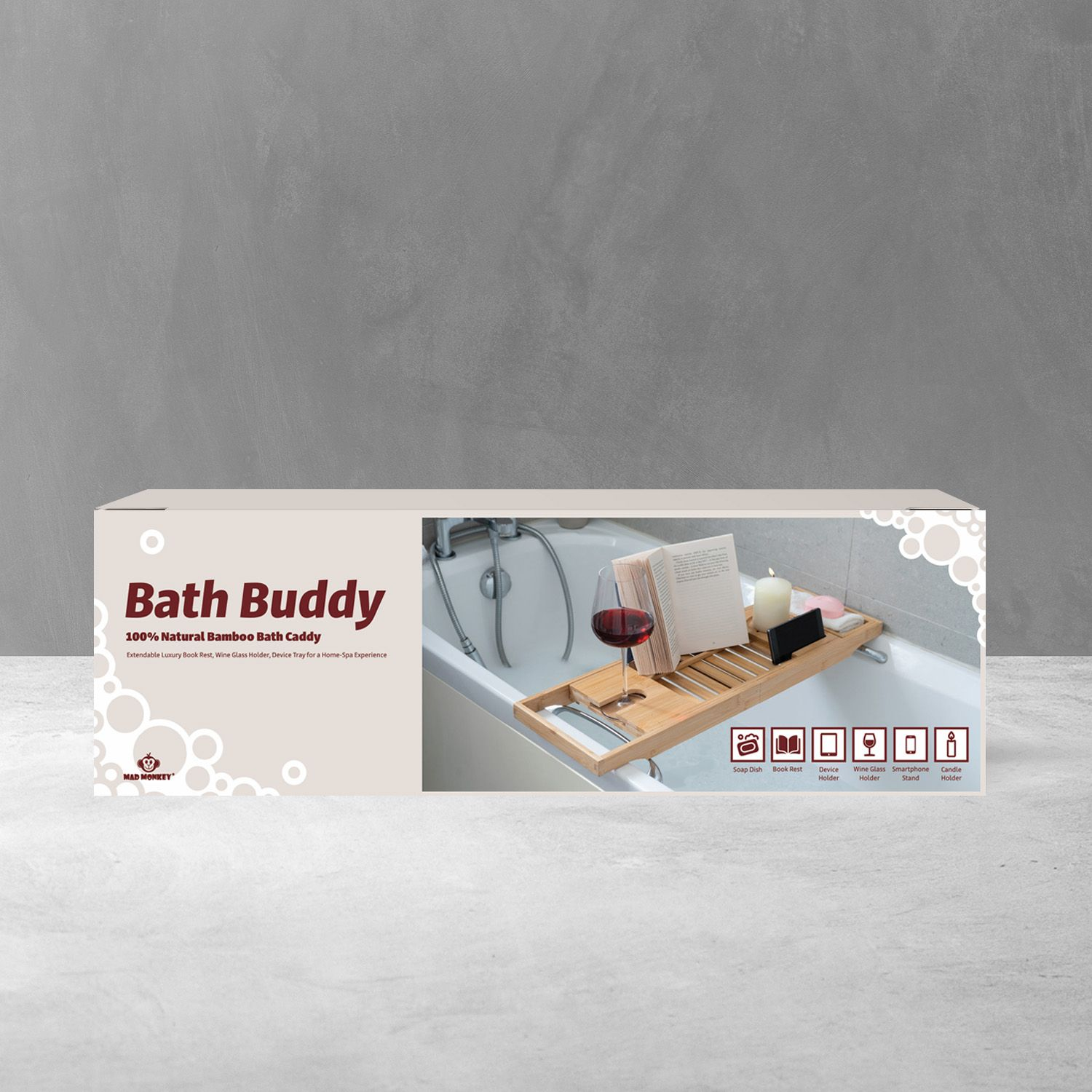 Mad Monkey Badewannenablage aus Bambus, Ansicht 4