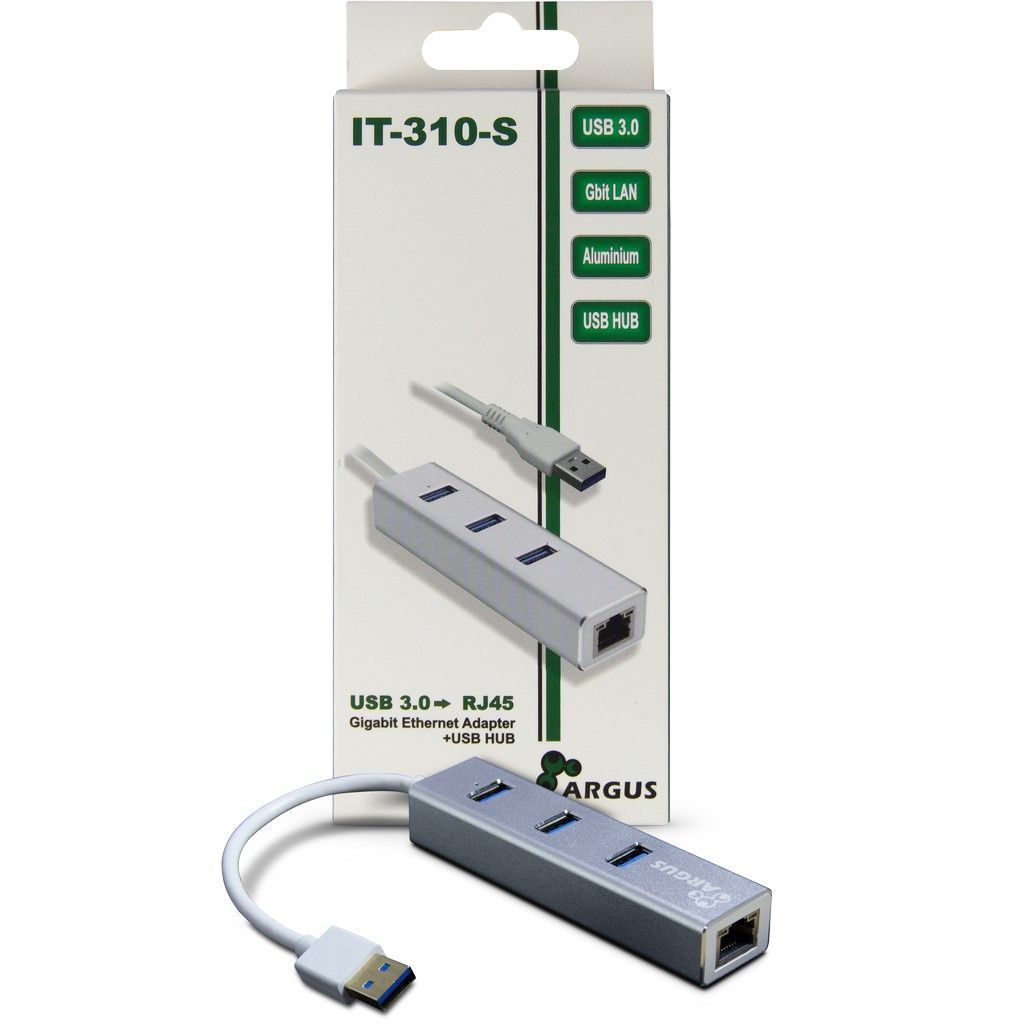 Inter-Tech Argus IT-310-S - Hub - 3 x SuperSpeed USB 3.0 + 1 x 10/100/1000, Ansicht 4