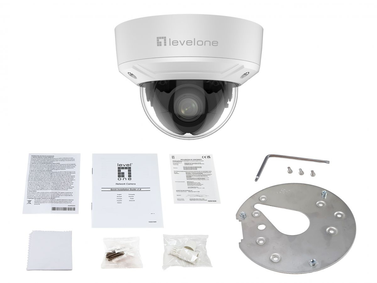 LevelOne IPCam FCS-3461 Dome Out 2MP H.265 IR 10W PoE - Netzwerkkamera, Ansicht 3