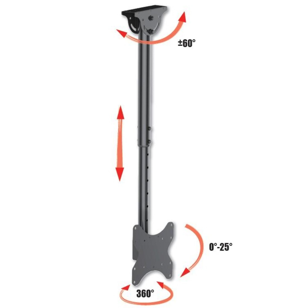 Techly Klammer - für LCD-Display - Stahl - Schwarz - Bildschirmgröße: 58.4-106.7 cm (23-42), Ansicht 4