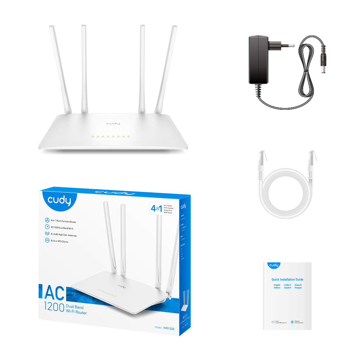 CUDY WR1200 AC2100 1xWAN 4x LAN 10/100Mb, Ansicht 2