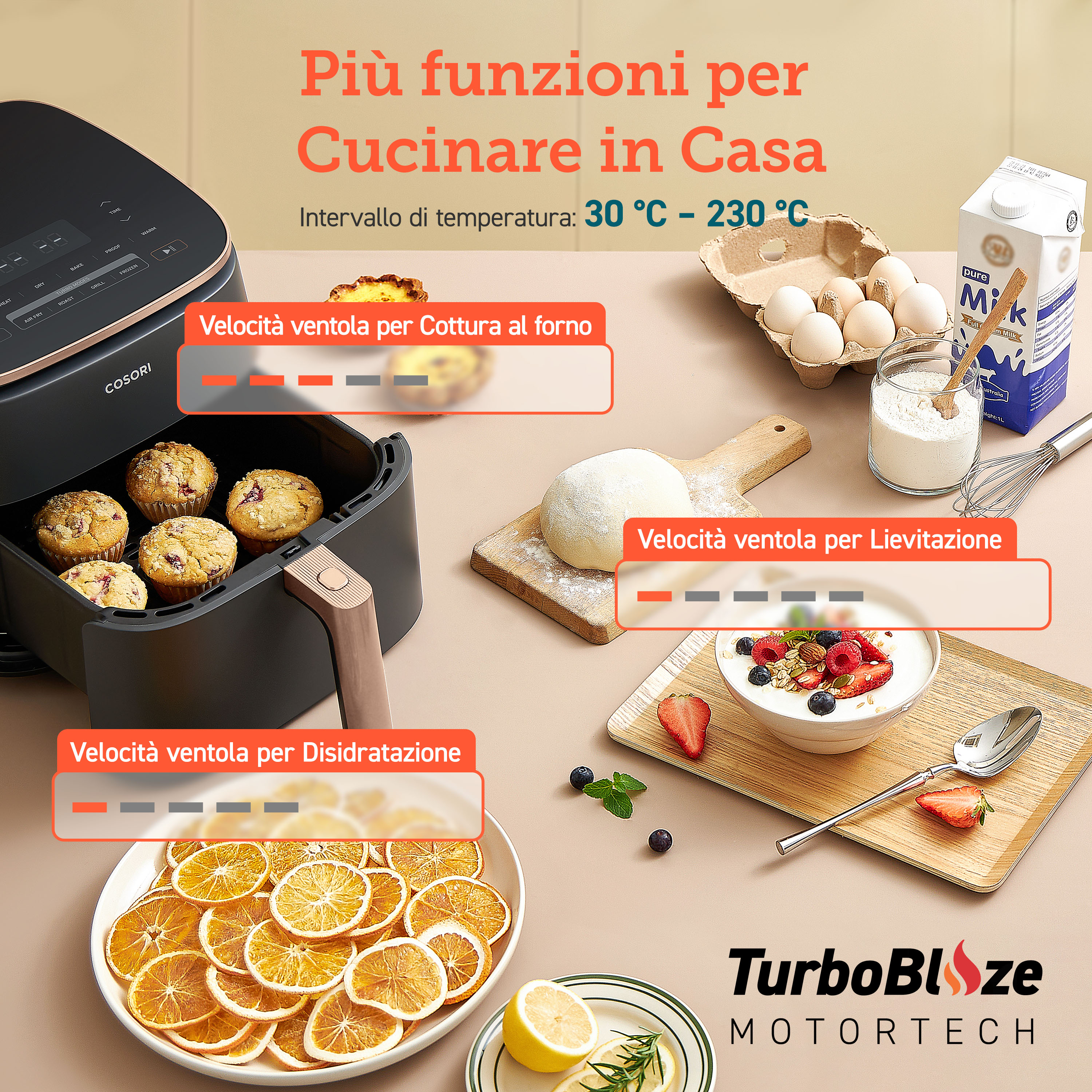 Cosori CAF-DC 602-KEUR Turbo Blaze Heißluftfritteuse CAF-DC602-KEUR, Ansicht 3