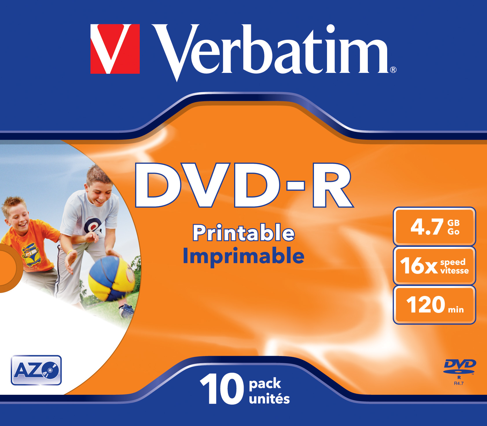 Verbatim 10 x DVD-R - 4.7 GB 16x - breite bedruckbare Fläche für Fotos - Jewel Case (Schachtel), Ansicht 2