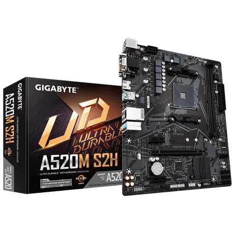 Gigabyte A520M S2H - AMD - Socket AM4 - AMD Ryzen 3 3rd Gen - DDR4-SDRAM - DIMM - 2133,2400,2667,2933,3200,3333,3600,400