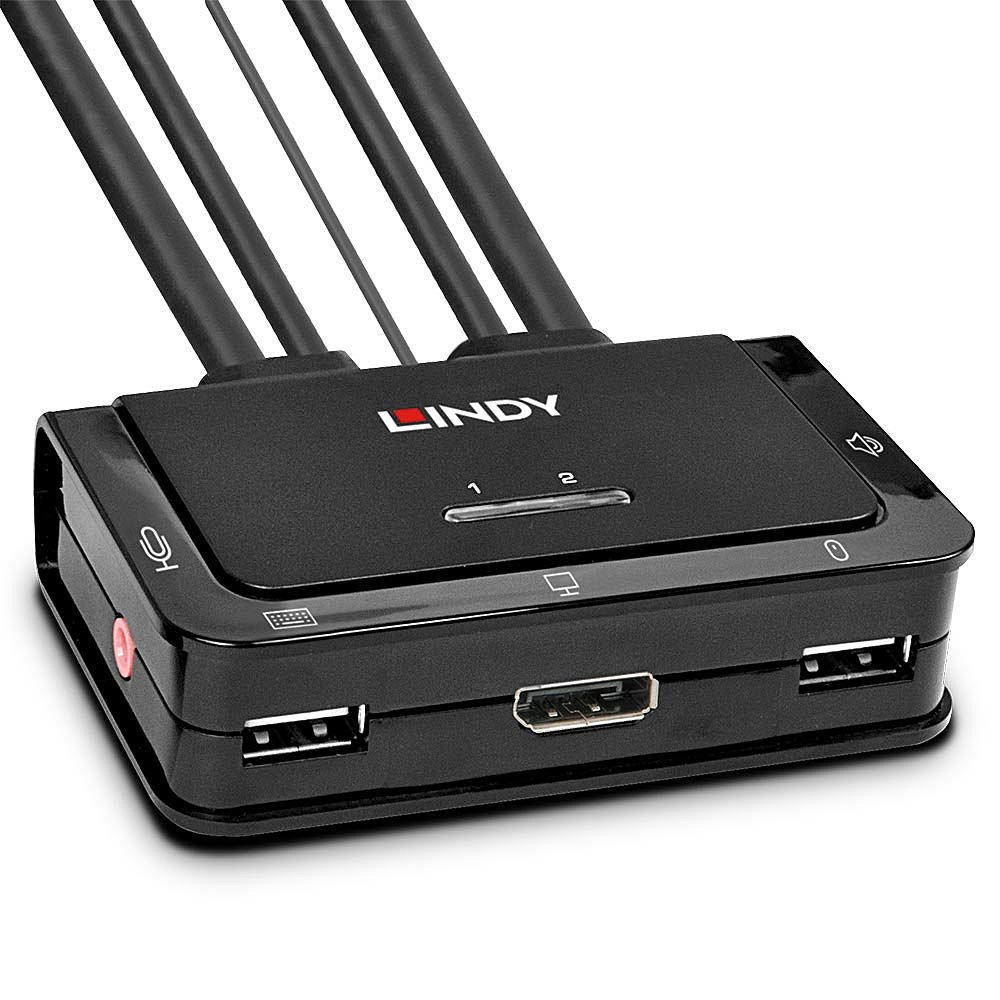 Lindy 2 Port DisplayPort 1.2, USB 2.0 & Audio Cable KVM Switch, Ansicht 2