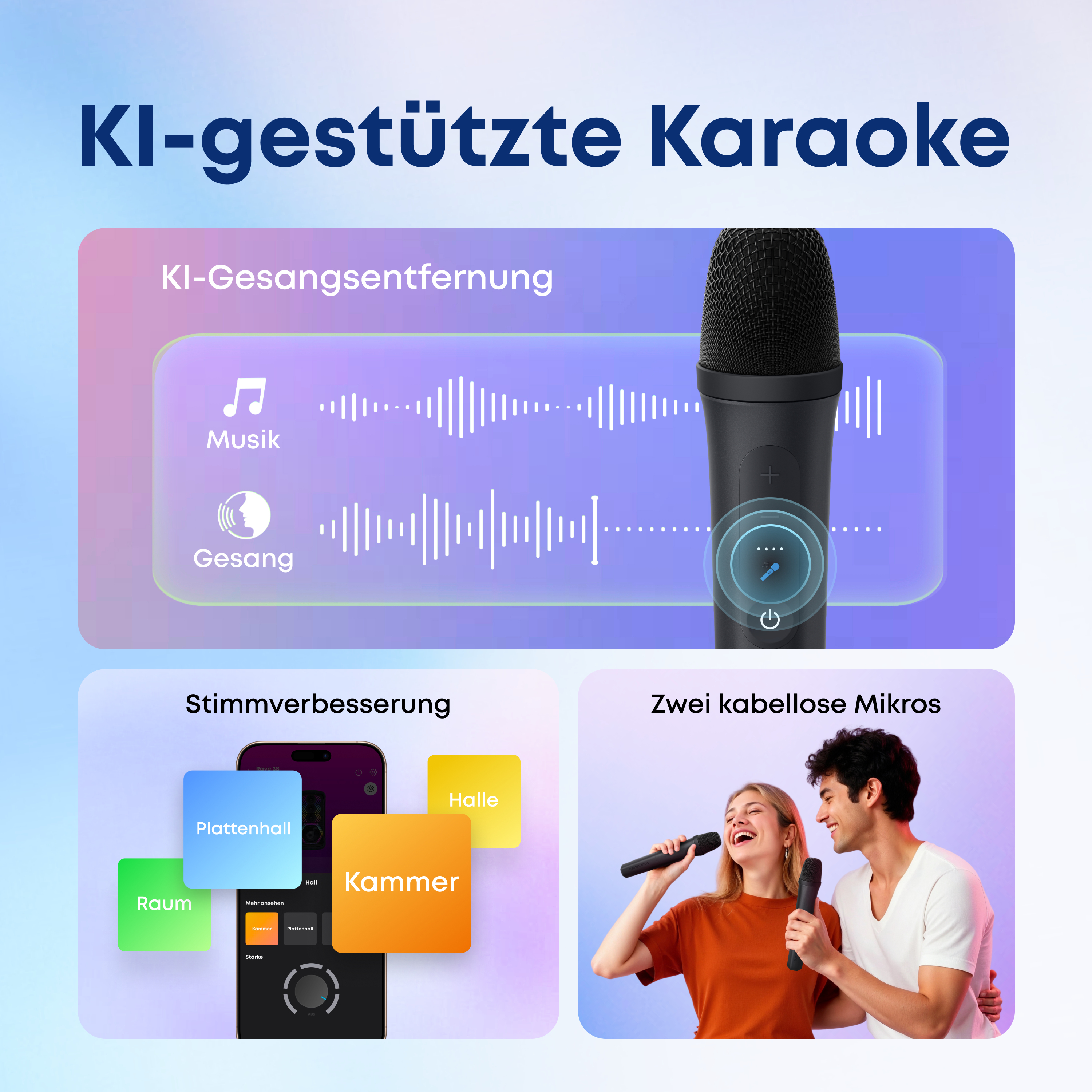 Anker Innovations Soundcore Rave 3S Bluetooth Partybox AI Karaoke IPX4 Beat-synced Lichtshow - Mikrofon, Ansicht 4