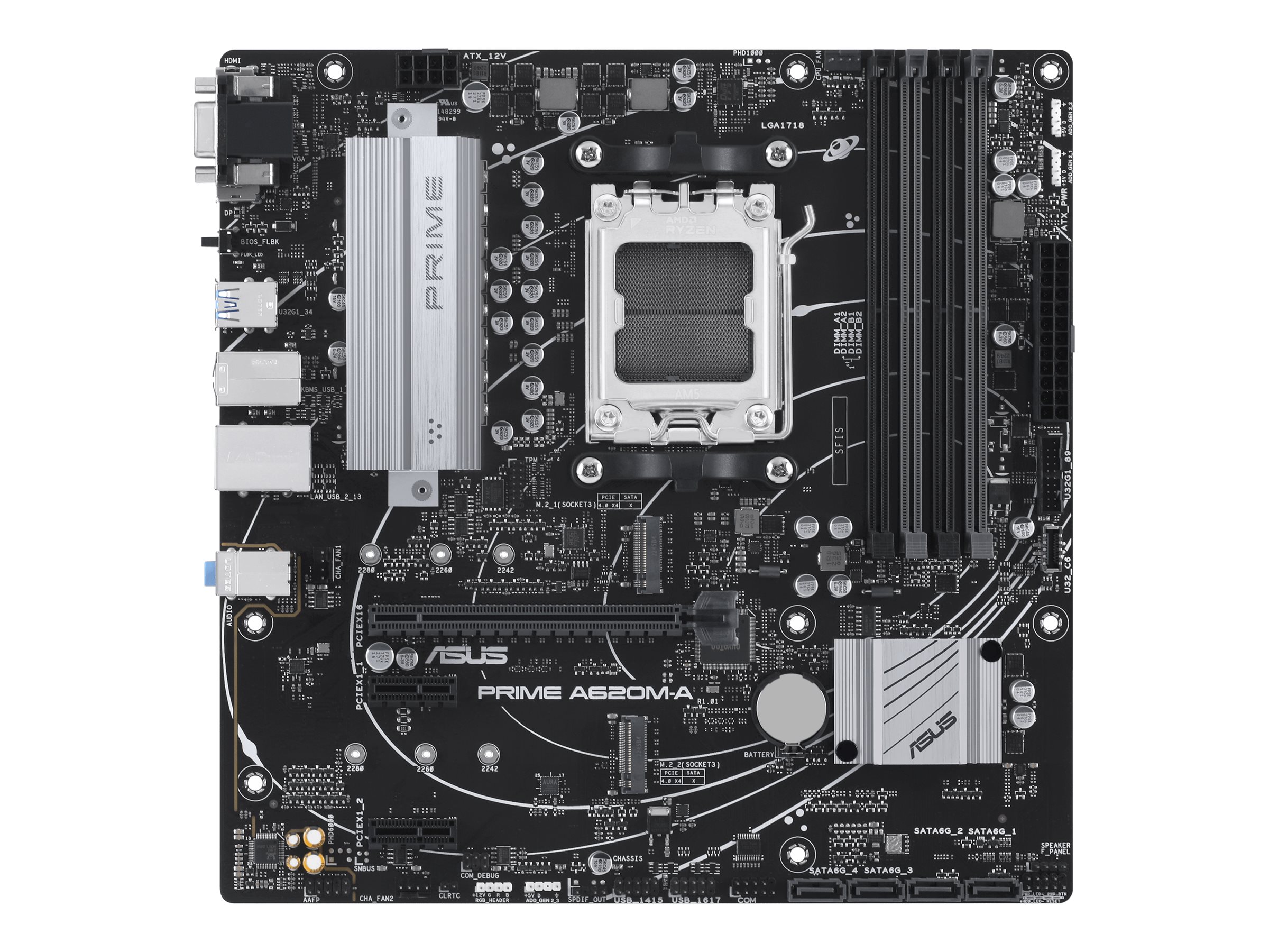 ASUS PRIME A620M-A-CSM - Motherboard - micro ATX - Socket AM5 - AMD A620 Chipsatz - USB-C 3.2 Gen 1, USB 3.2 Gen 1 - Gigabit LAN - Onboard-Grafik (CPU erforderlich)