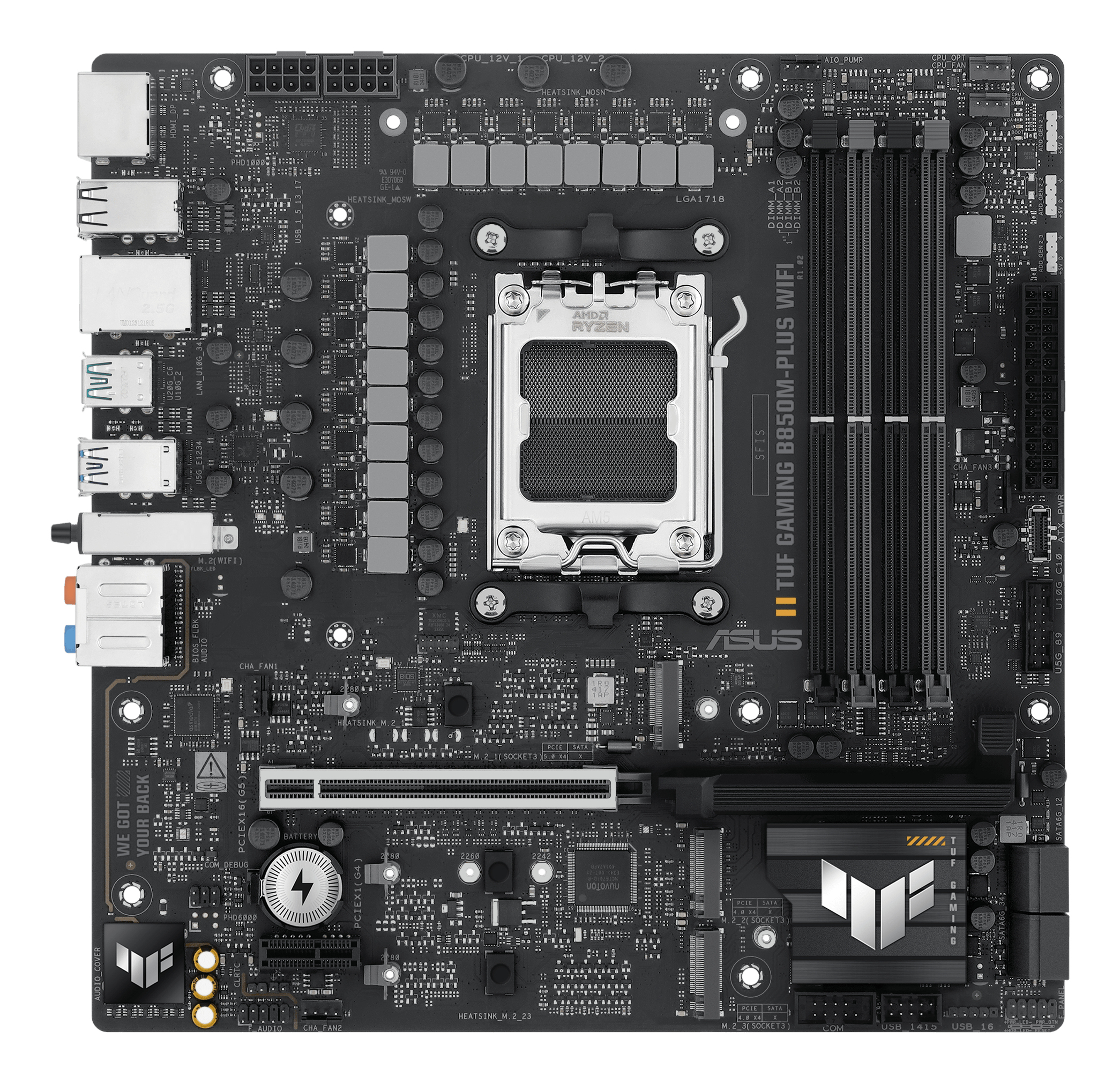 ASUS TUF GAMING B850M-PLUS WIFI - Motherboard - micro ATX - Socket AM5 - AMD B850 - Onboard-Grafik (CPU erforderlich), Ansicht 4
