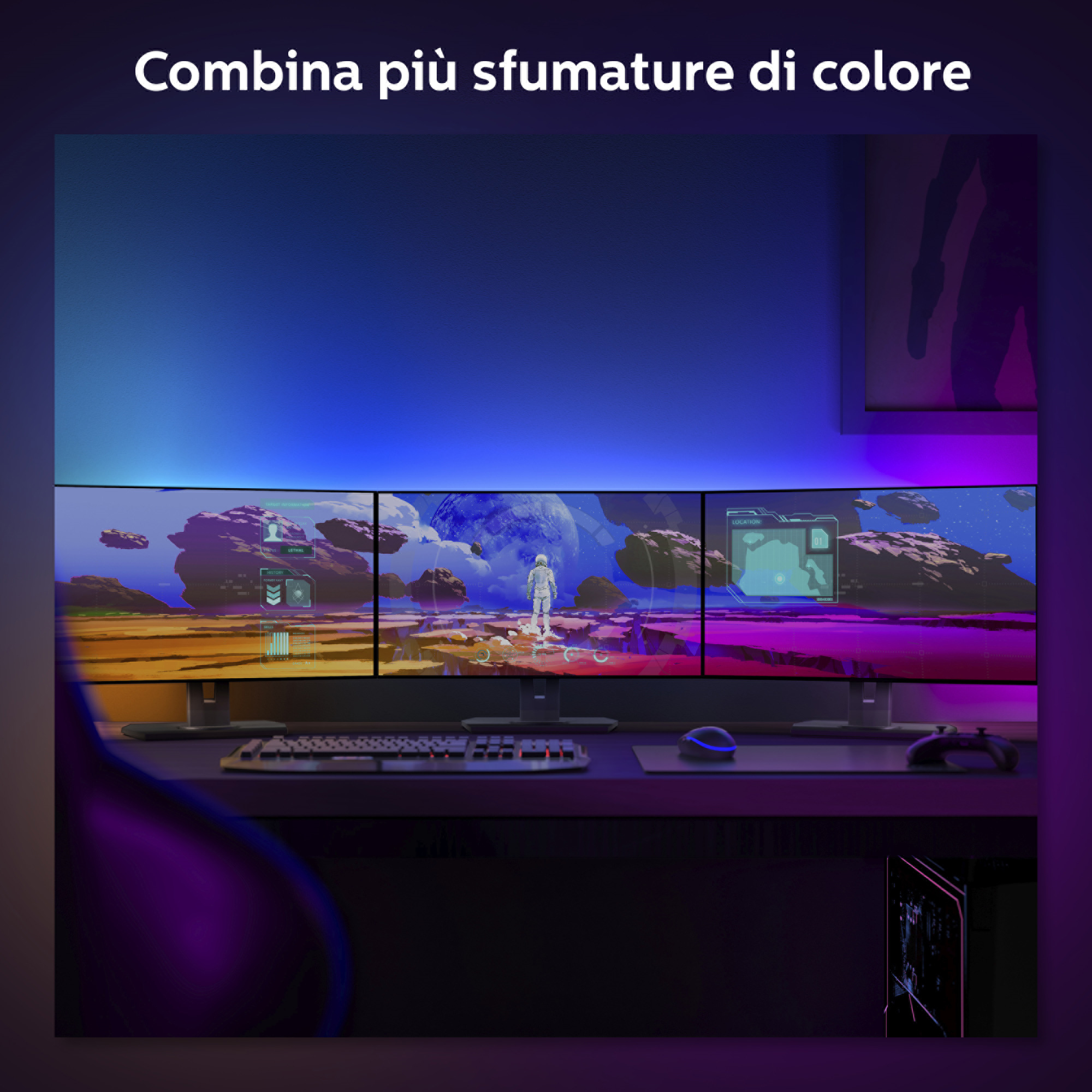Philips PC Play Gradient Lightstrip 3x 24/27 Starter Set + Bridge - Intelligenter Leuchtstreifen - Bluetooth/Zigbee, Ansicht 4