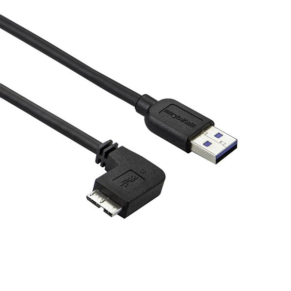 StarTech.com 1m Slim Micro USB 3.0 Kabel linksgewinkelt, 1 m, USB A, Micro-USB B, USB 3.2 Gen 1 (3.1 Gen 1), 5 Gbit/s, Schwarz