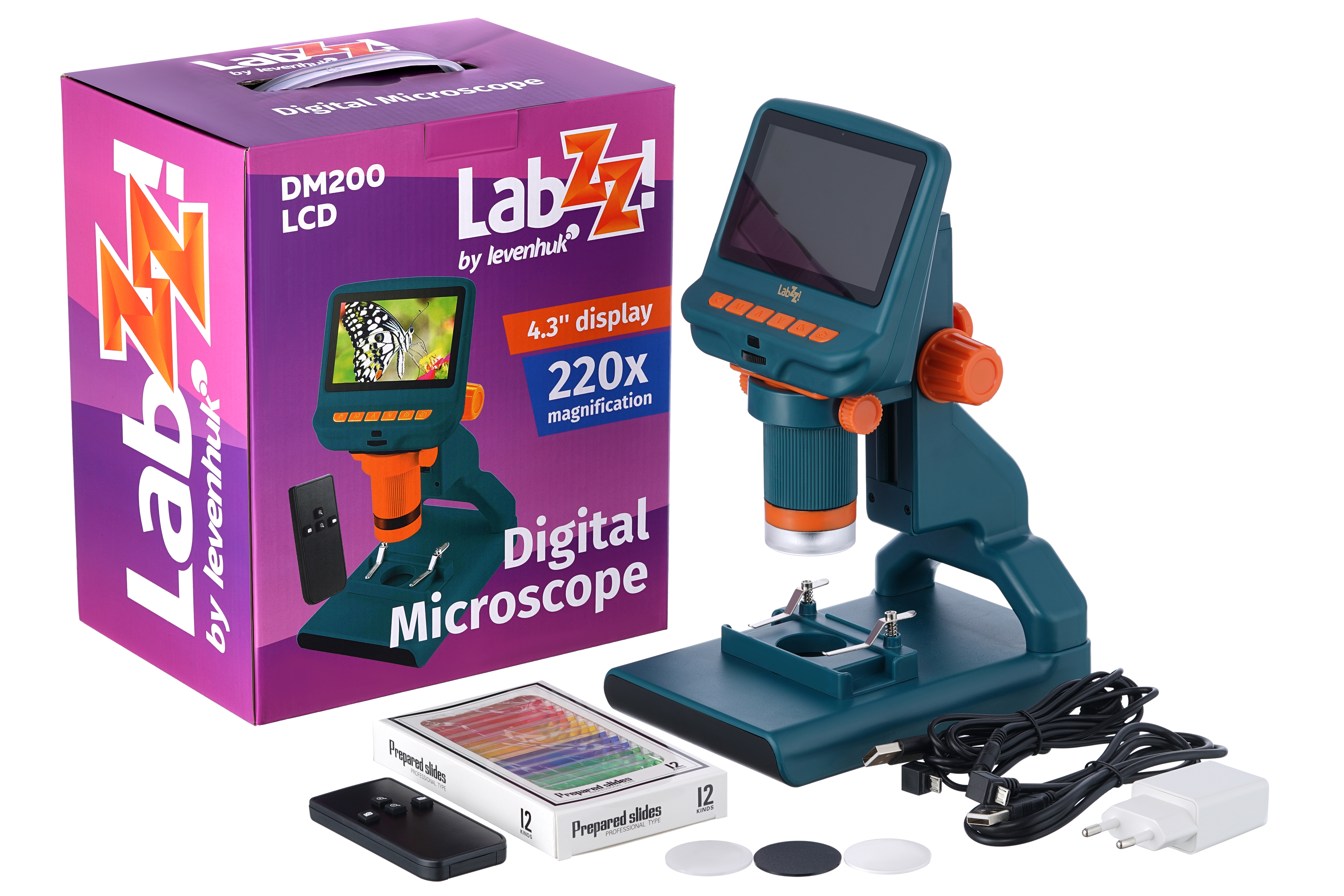 Levenhuk LabZZ DM200 - Digitales Mikroskop - Grün - Kunststoff - LCD - 10,9 cm (4.3") - 0 - 83 mm, Ansicht 3
