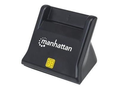 Manhattan USB-A Smart/SIM Card Reader, 480 Mbps (USB 2.0), Desktop Standing, Friction Type compatible, Hi-Speed USB, Cable 86cm, Black, Three Year Warranty, Blister - SmartCard-Leser - USB 2.0