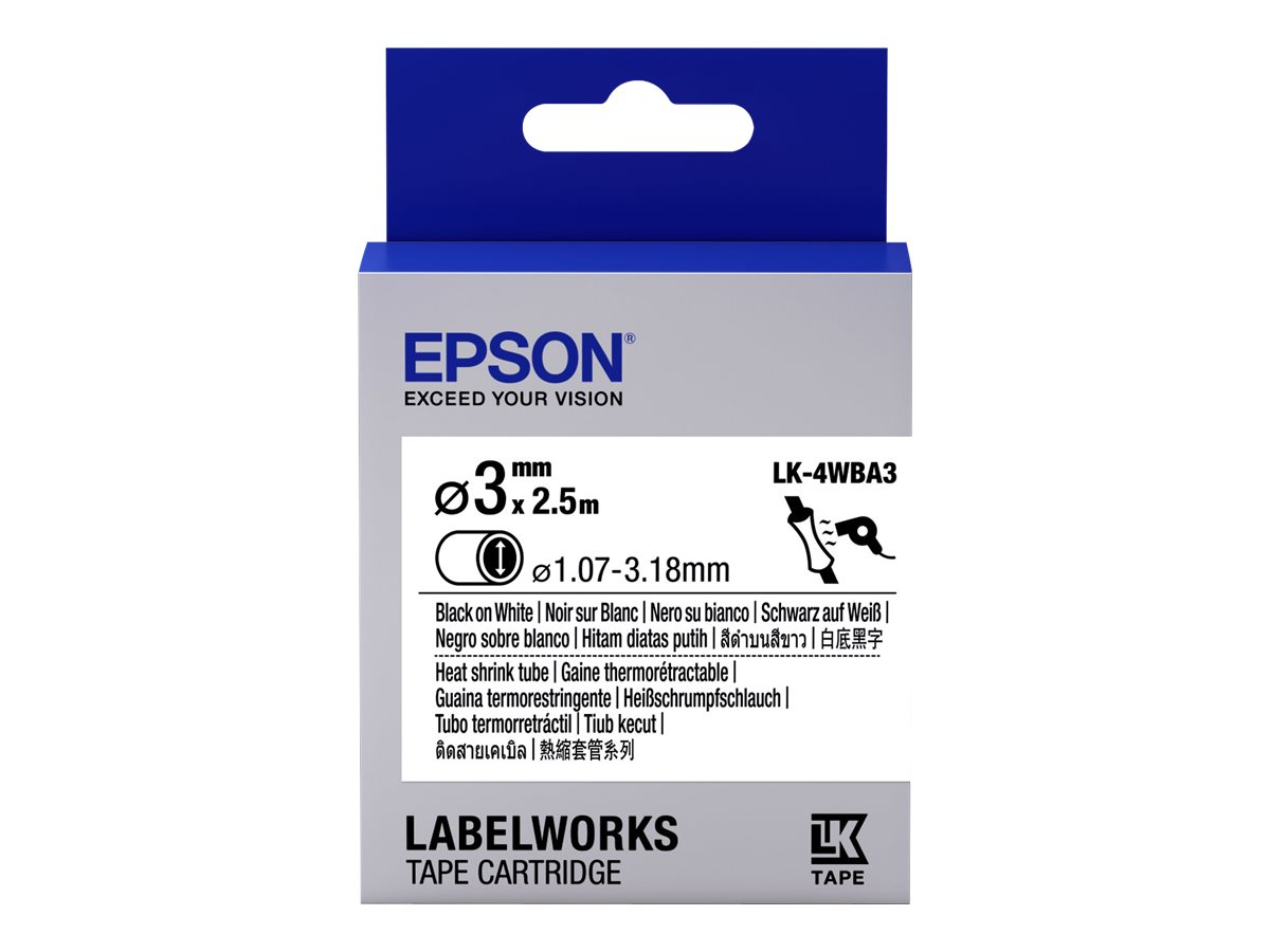 Epson LabelWorks LK-4WBA3 - Schwarz auf Weiß - Rolle (0,3 cm x 2,5 m) 1 Rolle(n) Rohr - für LabelWorks LW-1000, 300, 400, 600, 700, 900, K400, Z5000, Z5010, Z700, Z710, Z900