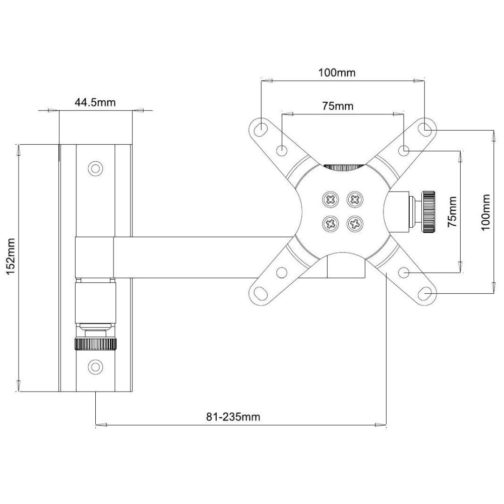 Techly ICA-LCD 105BK - Befestigungskit (Wandplatte, Halterung für Display) - einstellbarer Arm - für LCD TV - Schwarz, Ansicht 3