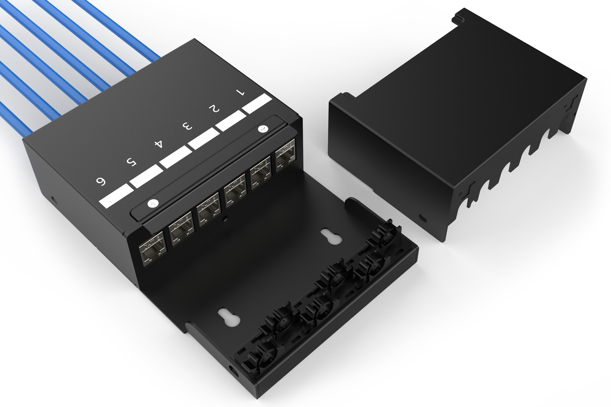 DIGITUS Konsolidierungspunkt-Box, 6 Ports Keystone-Module mit intelligentem Kabelmanager, Ansicht 4